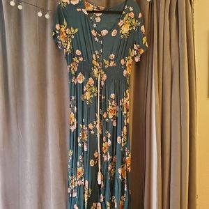 Dark green floral dress